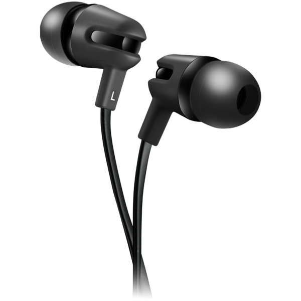 CANYON Stereo earphone with microphone, 1.2m flat cable, Black, 22*12*12mm, 0.013kg