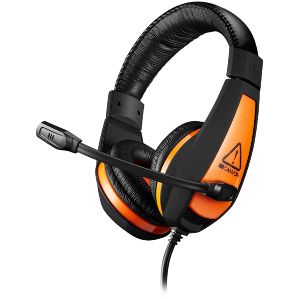 CANYON Gaming headset 3.5mm jack with adjustable microphone and volume control, with 2in1 3.5mm adapter, cable 2M, Black, 0.23kg