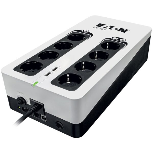 Eaton UPS 3S GEN2  Eaton 3S 700 DIN, 700VA/420W, Input: Schuko, Outputs: (4) Schuko, (4) Schuko surge only, USB Communication, USB charge (2), 4.2kg;  Tower 2yr warranty