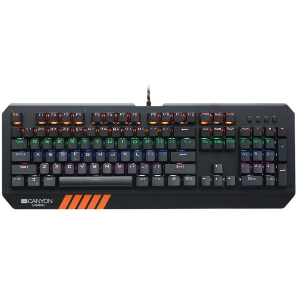 CANYON Wired multimedia gaming keyboard with lighting effect, 108pcs rainbow LED, Numbers 104keys, EN double injection layout, cable length 1.8M, Croatian layou