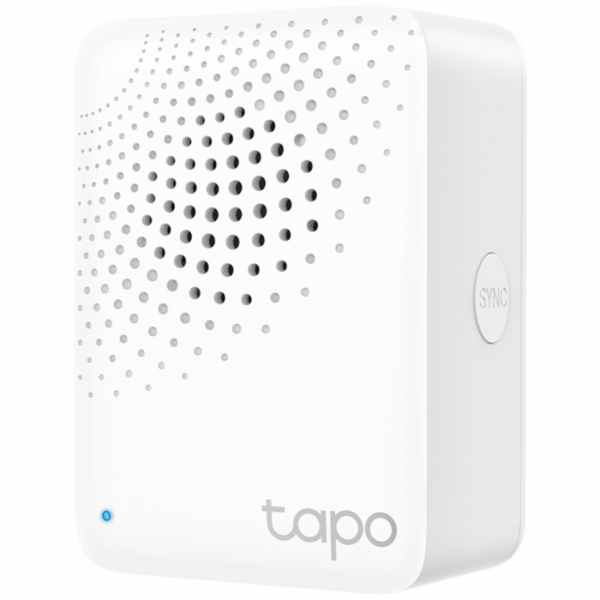 TP-Link Tapo H100 Smart IoT Hub with Chime,2.4 GHz Wi-Fi Networking,868 MHz for Devices,100-240 V,50/60 Hz,Plug-in, Remote Control with Tapo App, 90dB Adjustable Audio Alarm, 19 Ringtones, up to 64 Devices, Home/Away/Sleep Mode, Flame Ratardant