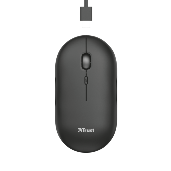 Trust Puck wls punjivi miš ultra-thin, silent/tihi, crni DPI 800-1600, obje ruke, 4 tipke