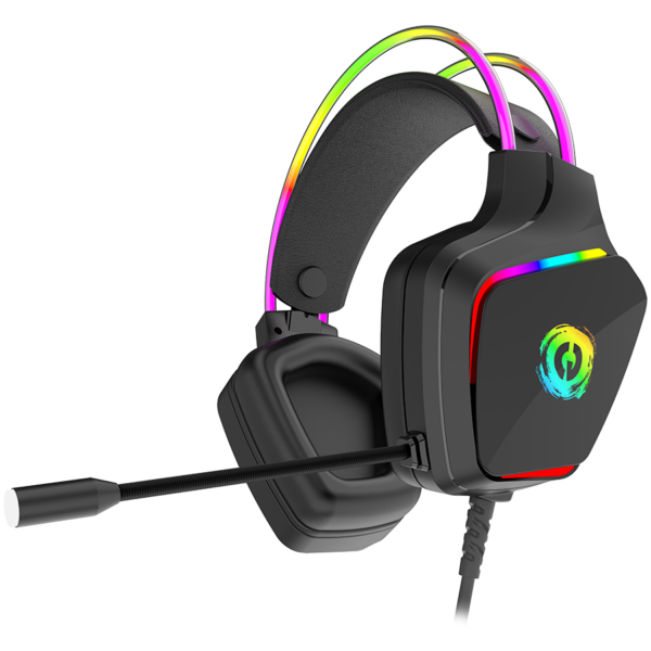 CANYON Darkless GH-9A, RGB gaming headset with Microphone, Microphone frequency response: 20HZ~20KHZ,  ABS+ PU leather, USB*1*3.5MM jack plug, 2.0M PVC cable, weight:280g, black
