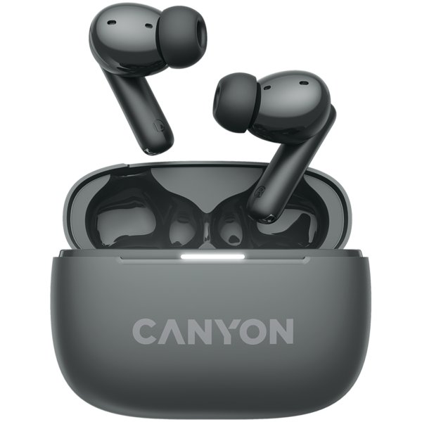 CANYON OnGo TWS-10 ANC+ENC, Bluetooth Headset, microphone, BT v5.3 BT8922F, Frequence Response:20Hz-20kHz, battery Earbud 40mAh*2+Charging case 500mAH, type-C cable length 24cm,size 63.97*47.47*26.5mm 42.5g, Black